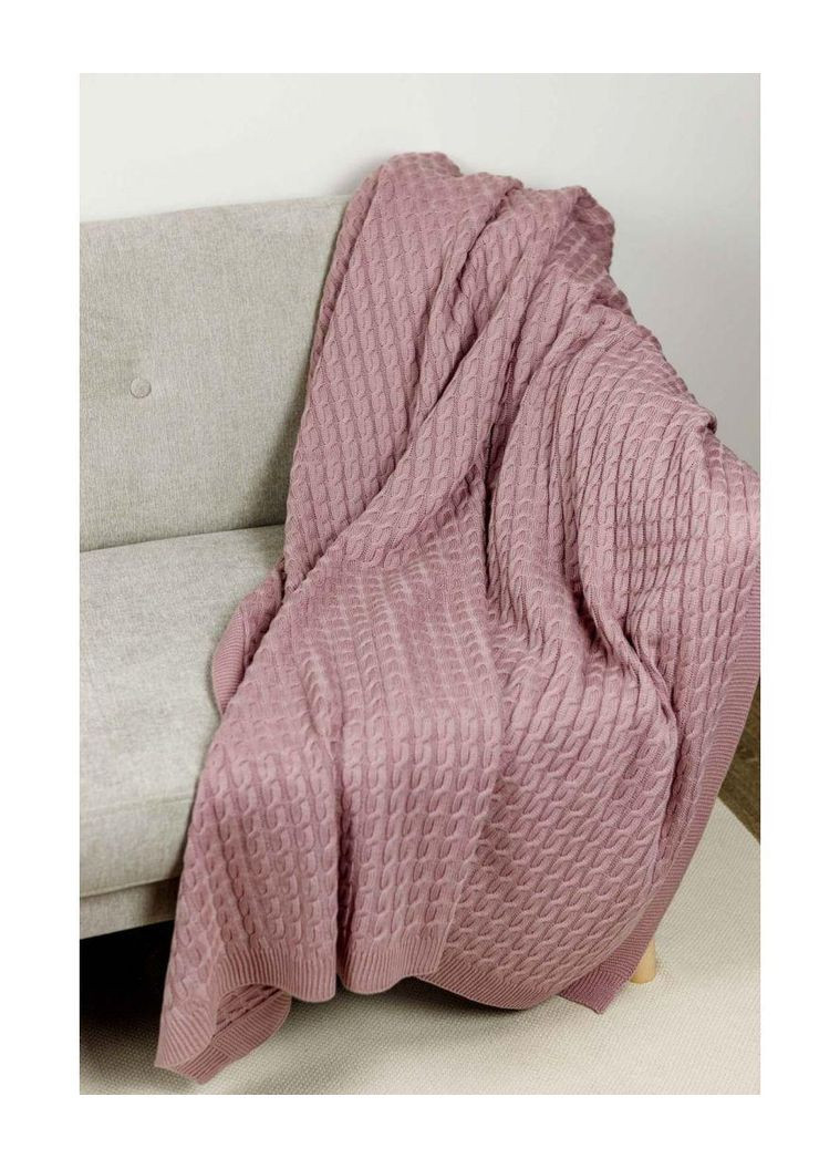 Плед в'язаний Коси рожевий ТМ Прованс (367726788)