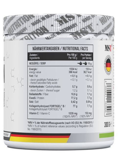 Пептиди колагену з Вітаміном Collagen Peptides Fortigel plus Vitamin C 300 г Зелене яблуко MST (351864087)