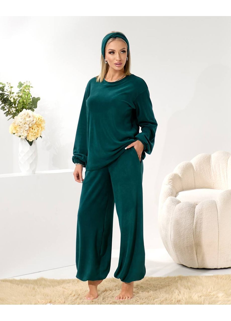 Изумрудная женская пижама тройка Osoblyva