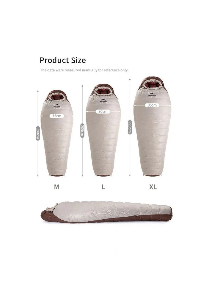 Спальний мішок з натуральним пухом Naturehike Snowbird NH20YD001 (розмір L) 980 г Коричневий No Brand (402820698)