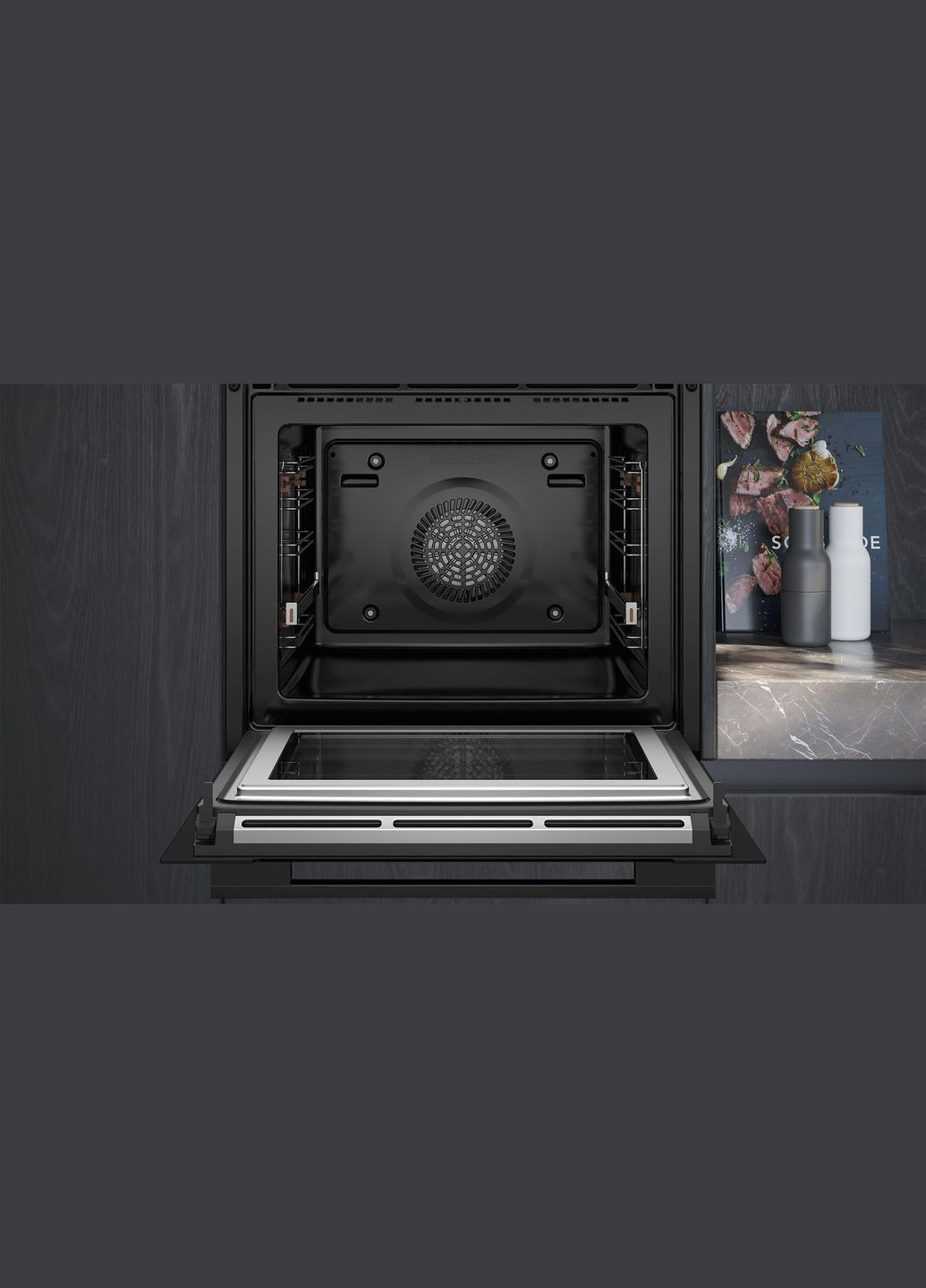 Духова шафа електрична, 67л, A, дисплей, конвекція, піроліз, фція мікрохвиль, чорний Siemens (315435675)