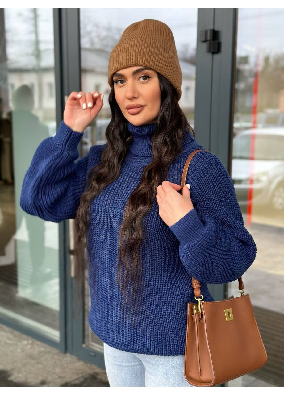 Синій жіночий светр в'язаний Osoblyva