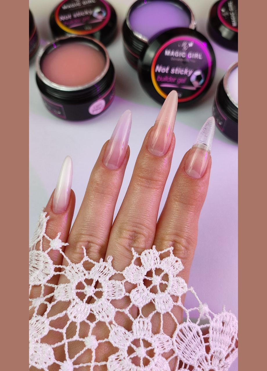 Набор с гелем который не липнет, гелевыми типсами 120шт + 15мл и клей базой 8мл Magic Girl (303635294)