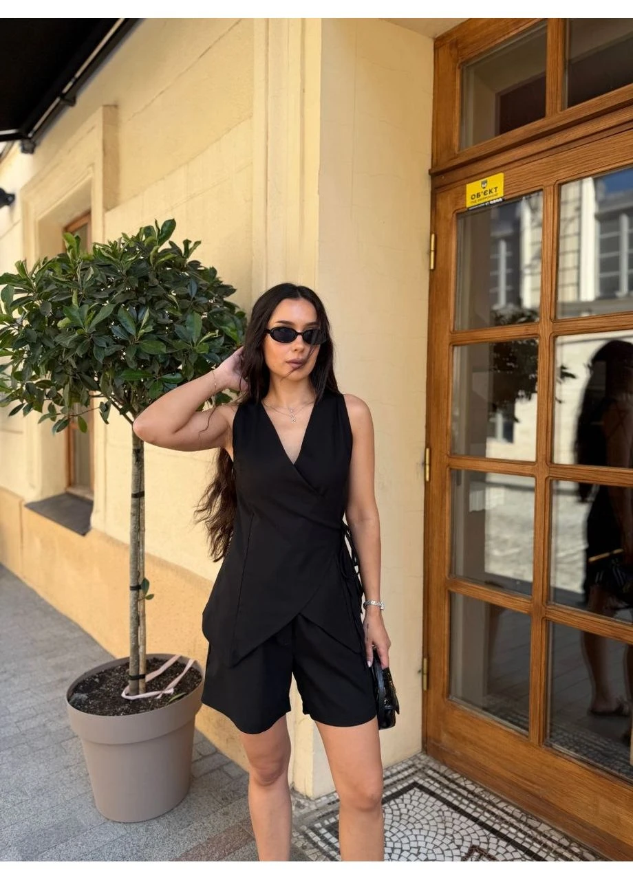 Костюм жіночий лляний жилет + шорти Fashion (401063970)