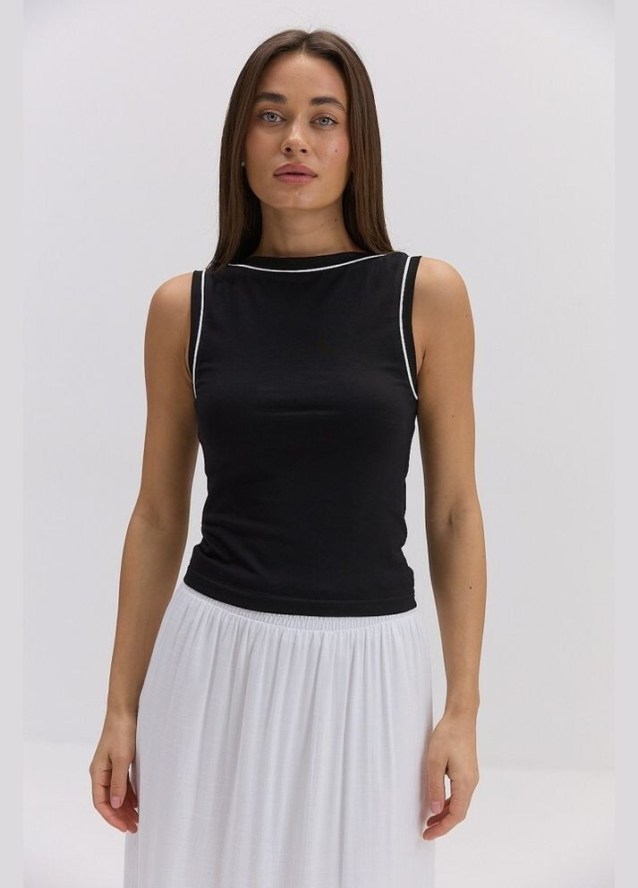 Майка женская чёрная с белой окантовкой супрем MKAR69291-3 Modna KAZKA — 336932113