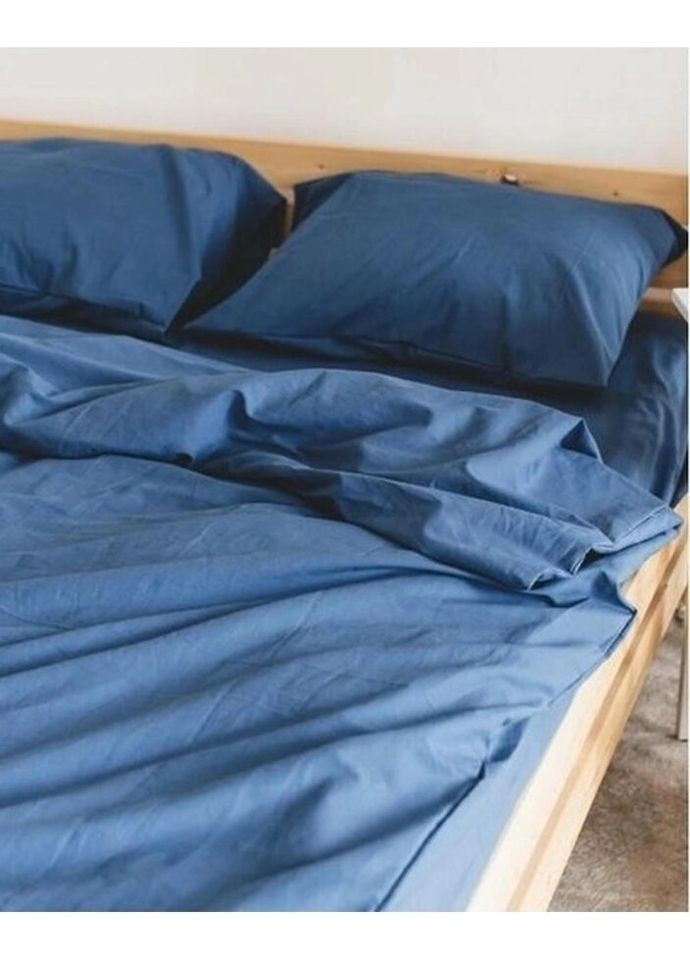 Постельное белье двуспальное Home Вареный хлопок 20477 180х215 см синяя DUSHKA (336327509)