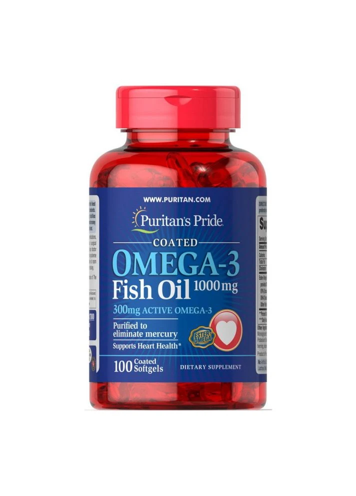 Omega-3 Fish Oil 1000 mg (300 mg Active Omega-3) - 100 Softgels Puritans Pride (369399773)