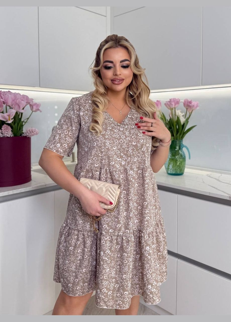 Кавова сукня у квітах Fashion