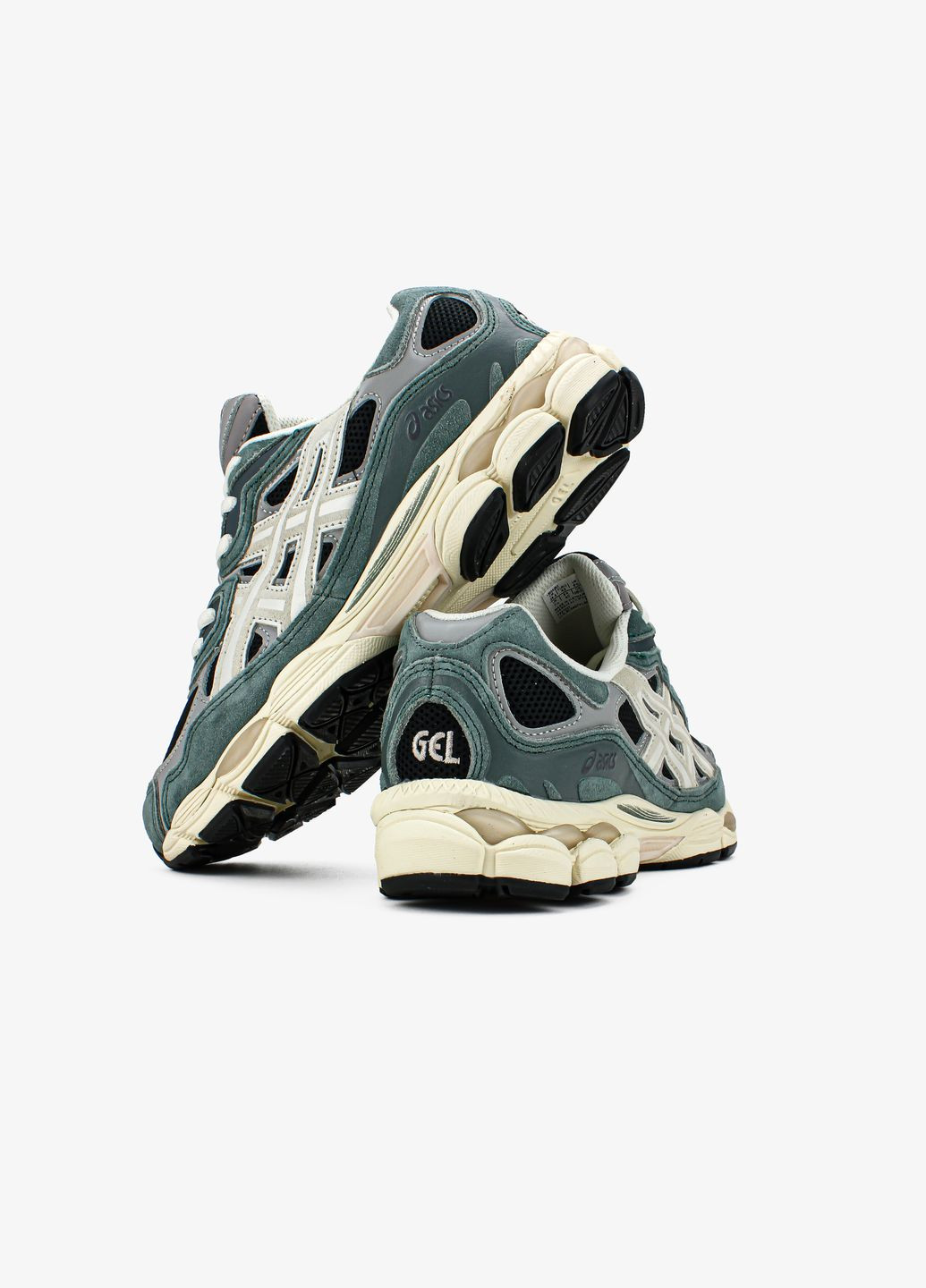 Зеленые демисезонные кроссовки мужские и женские asics gel-nyc green grey | асикс гель-нюк зеленые серые No Brand