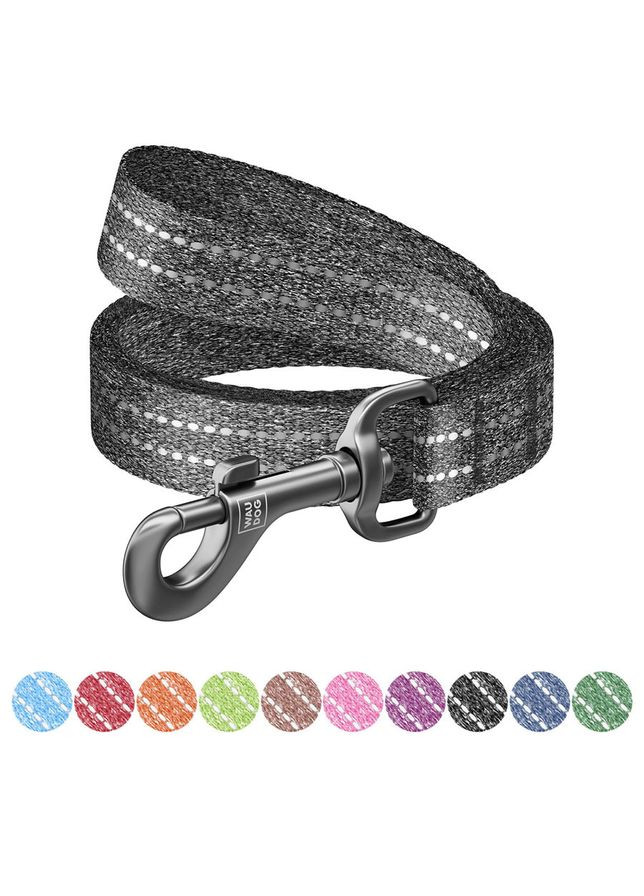 Повідець для собак з відновленої бавовни WAUDOG Re-cotton світловідбиваючий,, Ш 25 мм, Д 150 см сірий No Brand (363197745)