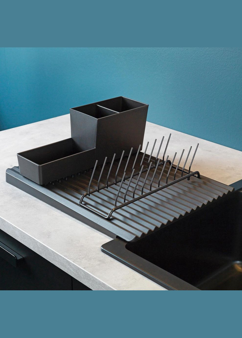 Сушка/підставка для тарілок/столових приборів ІКЕА RINNIG чорний (s79323709) IKEA (267898372)