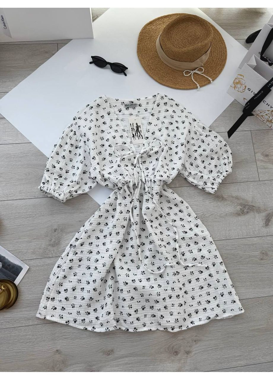 Черное повседневный мужское женское платье в цветочном принте. Avanti с цветочным принтом