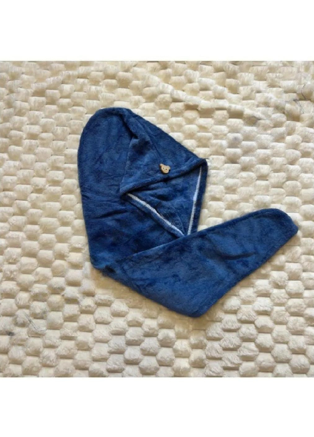 Полотенце чалма тюрбан для сушки головы волос после купания в сауне душе ванной микрофибра 64х25 см (476913-Prob) Синее Unbranded однотонный синий