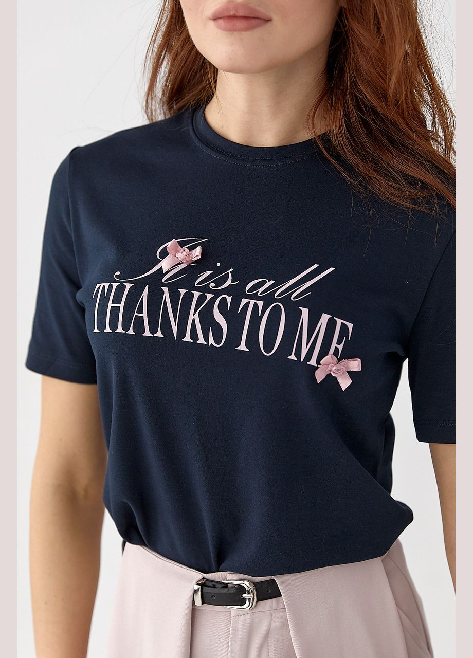 Футболка з написом та бантами Lurex - (333339878)