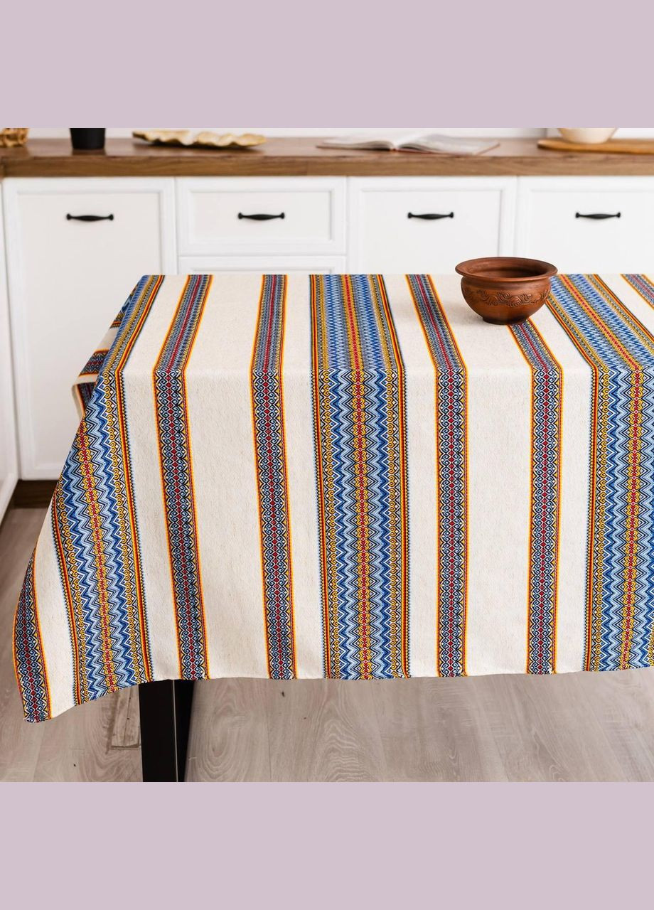 Скатертина в українському стилі 150х300 Білий з синім (П4К-skatert-dom-008-04) No Brand (323160908)