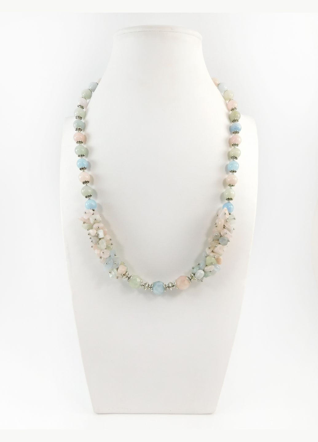 Эксклюзивные бусы "Мон блан" Морганит грань, сфера, крошка Fursa fashion (322314684)