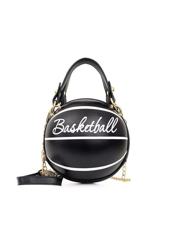Женская классическая круглая сумка баскетбольный мяч на цепочке черная No Brand (303323015)