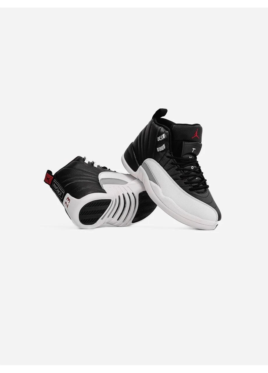 Цветные всесезонные кроссовки air 12 retro playoffs black/white No Brand