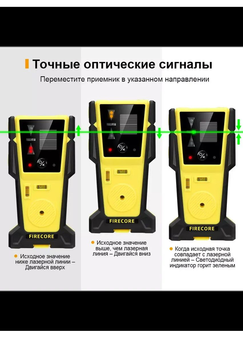 Лазерный уровень нивелир F95T-XG 4000мА 3D (12 линий) 360 с лазерным приёмником Firecore (367580893)