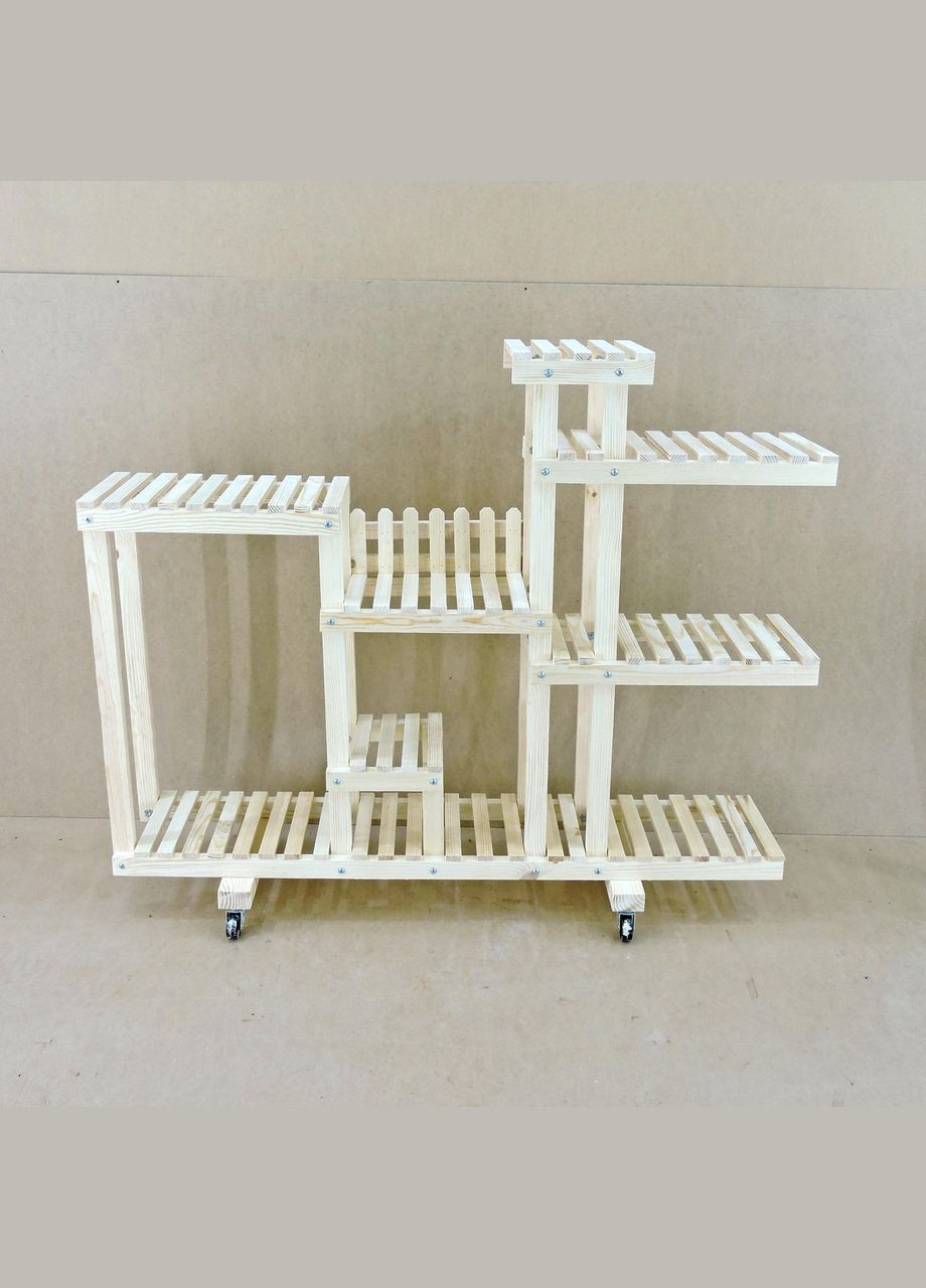 Подставка для цветов из дерева Пикардия на колёсиках бланже (ЦВТ-102601) No Brand (328228015)
