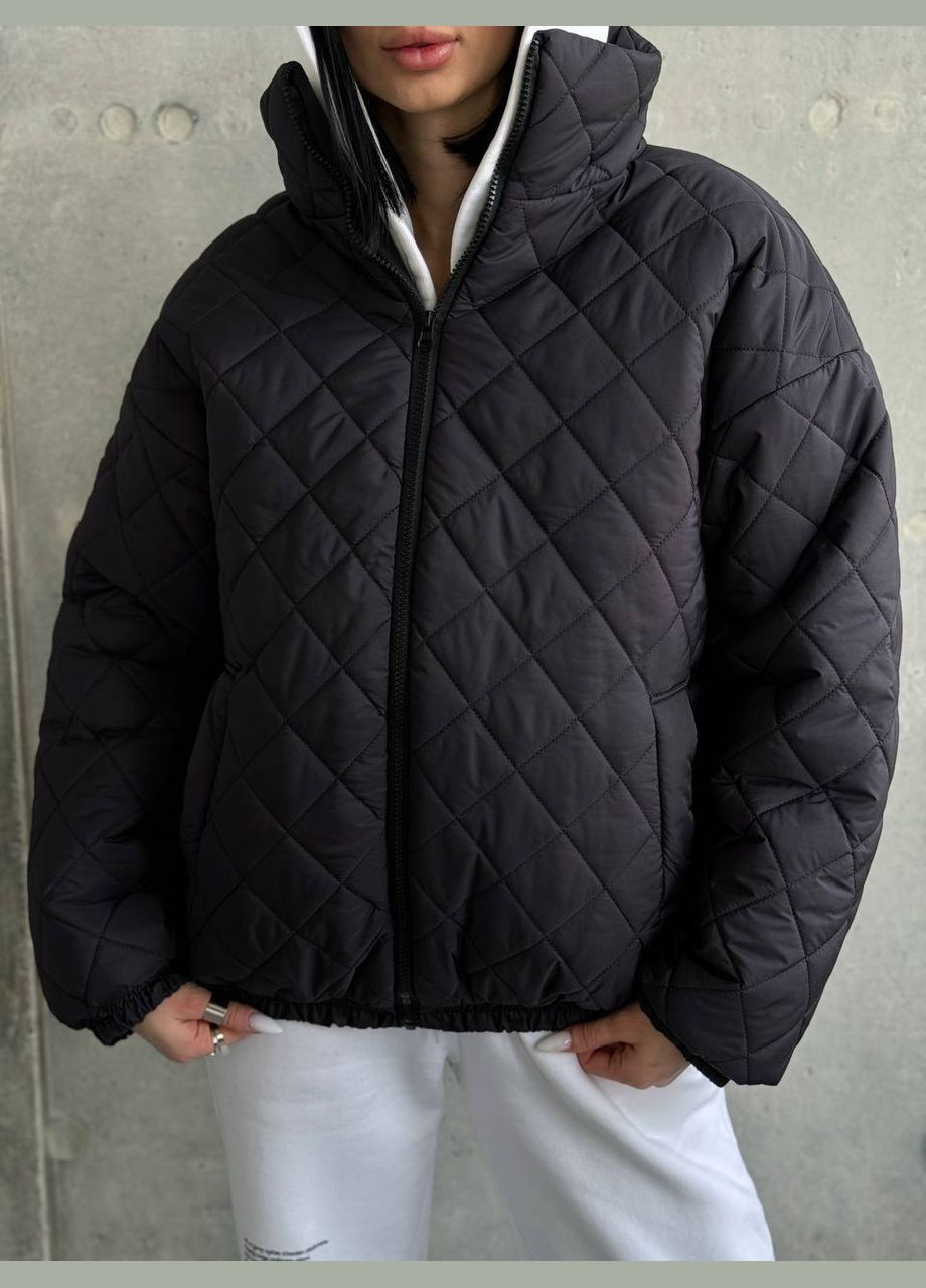 Черная стеганая куртка на силиконе 200 подкладка из основы куртка-пальто No Brand