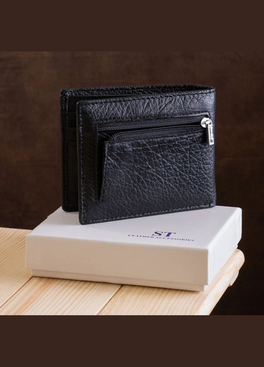 Компактний чоловічий гаманець з Затискачом 18837 Чорний st leather (298566690)