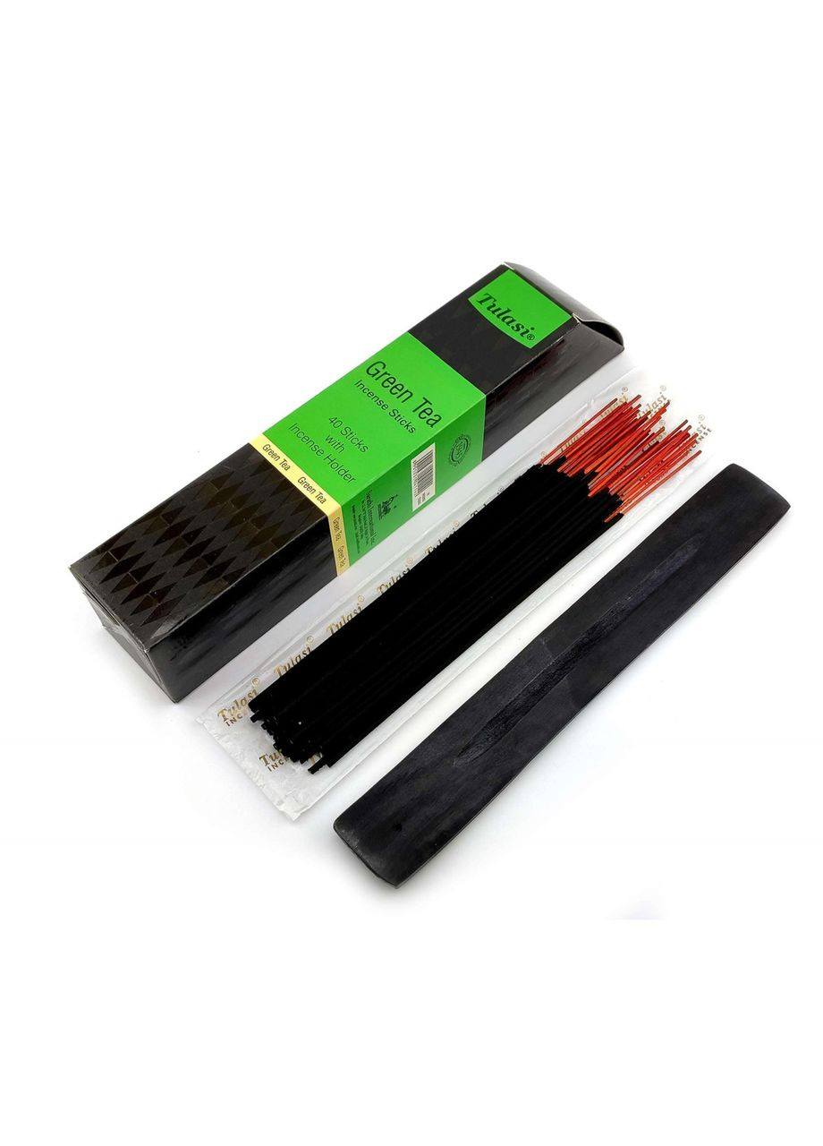 Пахощі 40 штук з дерев'яною підставкою Зелений Чай Green Tea 40 Stiks with Incense Holder Tulasi (316717761)