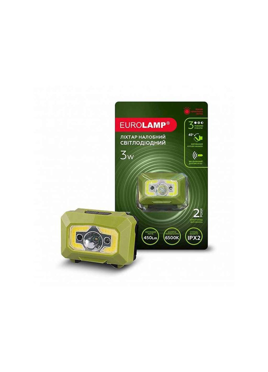 Фонарь налобный 6500K 3хААА 3W COB Red Light Eurolamp (361316873)