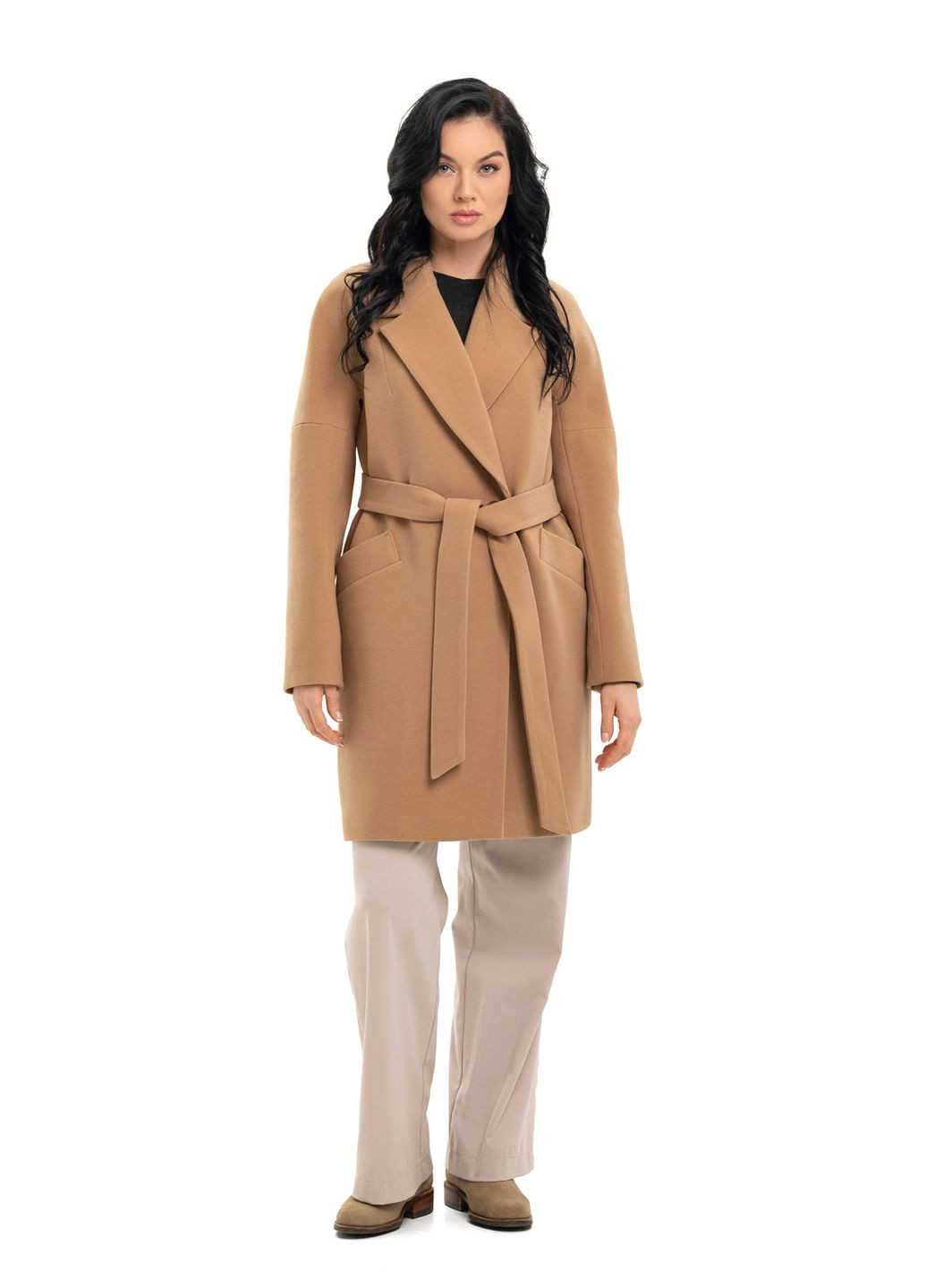 Пісочне демісезонне Практичне пальто із кашеміру «Макс» пісочне Emass