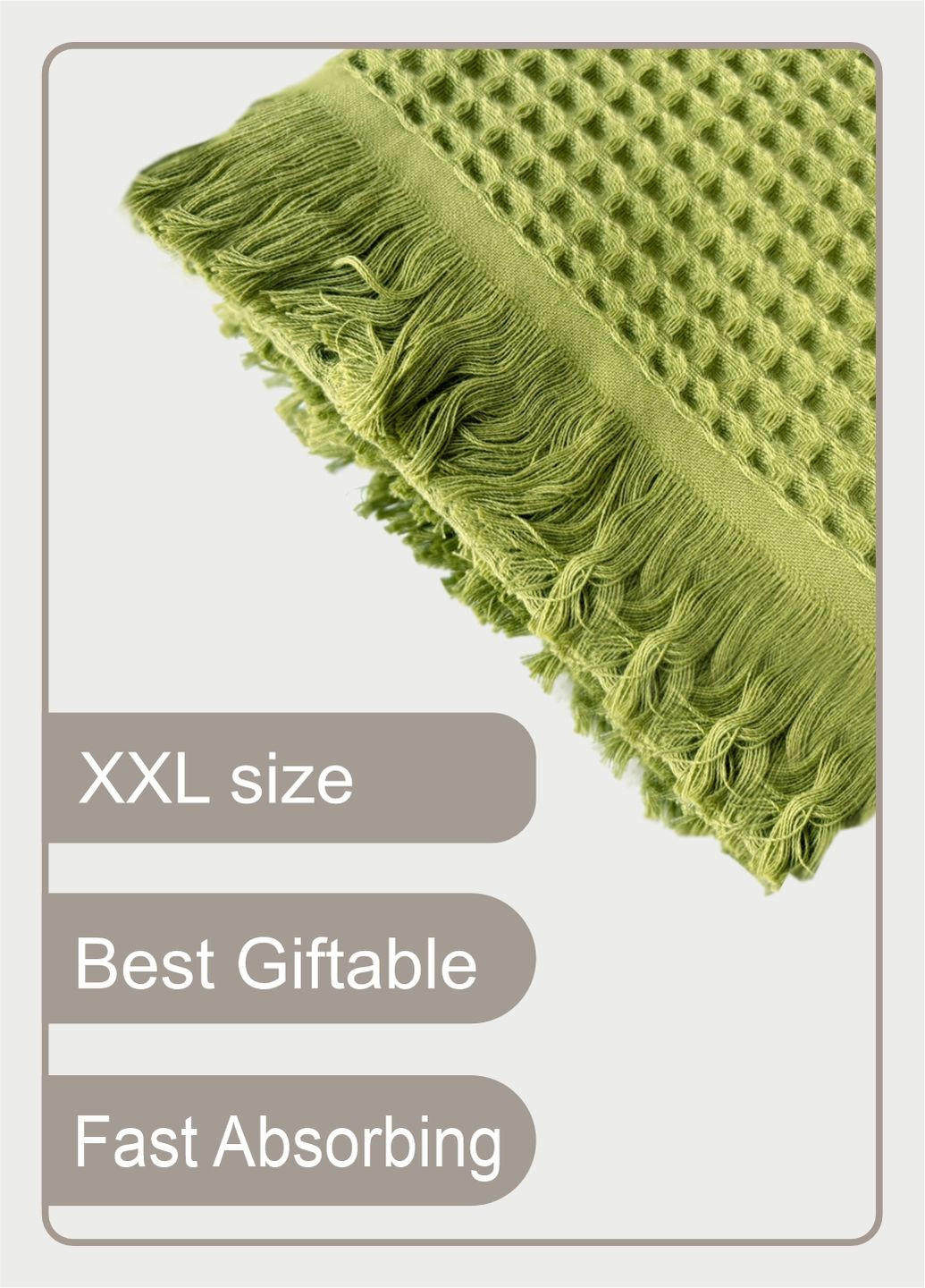 Lovely Svi вафельний рушник - бавовна- для ванної, готелів, спа - xxl 90х180 см - зелений однотонний зелений виробництво - Китай