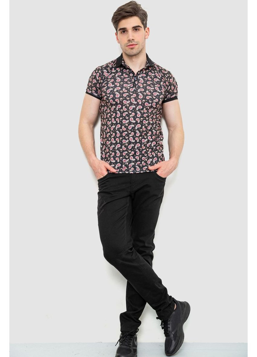 Черная футболка-поло мужское с принтом,, 214r7003-1 для мужчин Ager