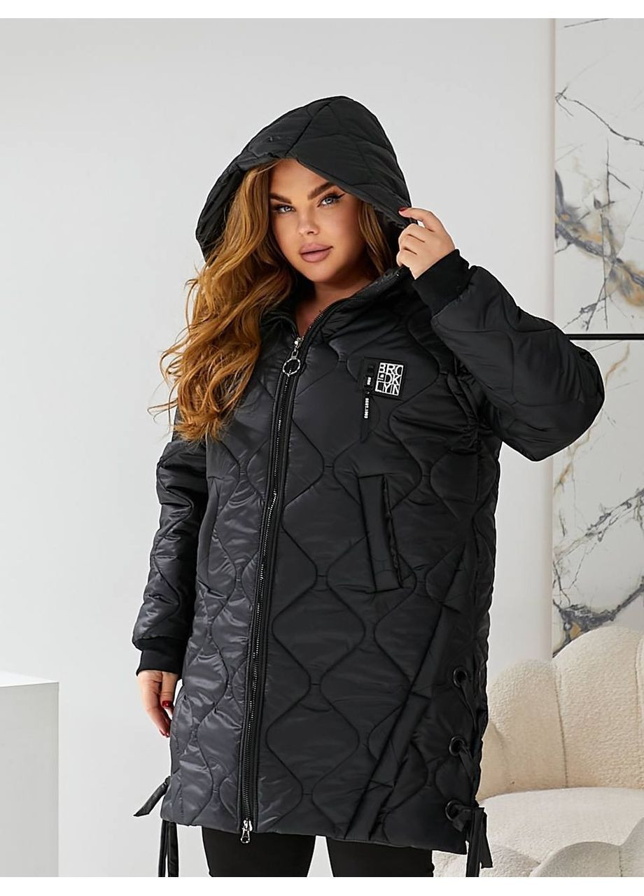 Чорна демісезонна жіноча куртка-пальто куртка-пальто Asi.Store.ua