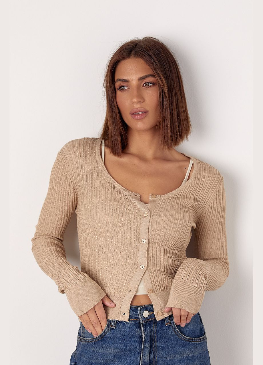 Бежевый демисезонный кардиган No Brand