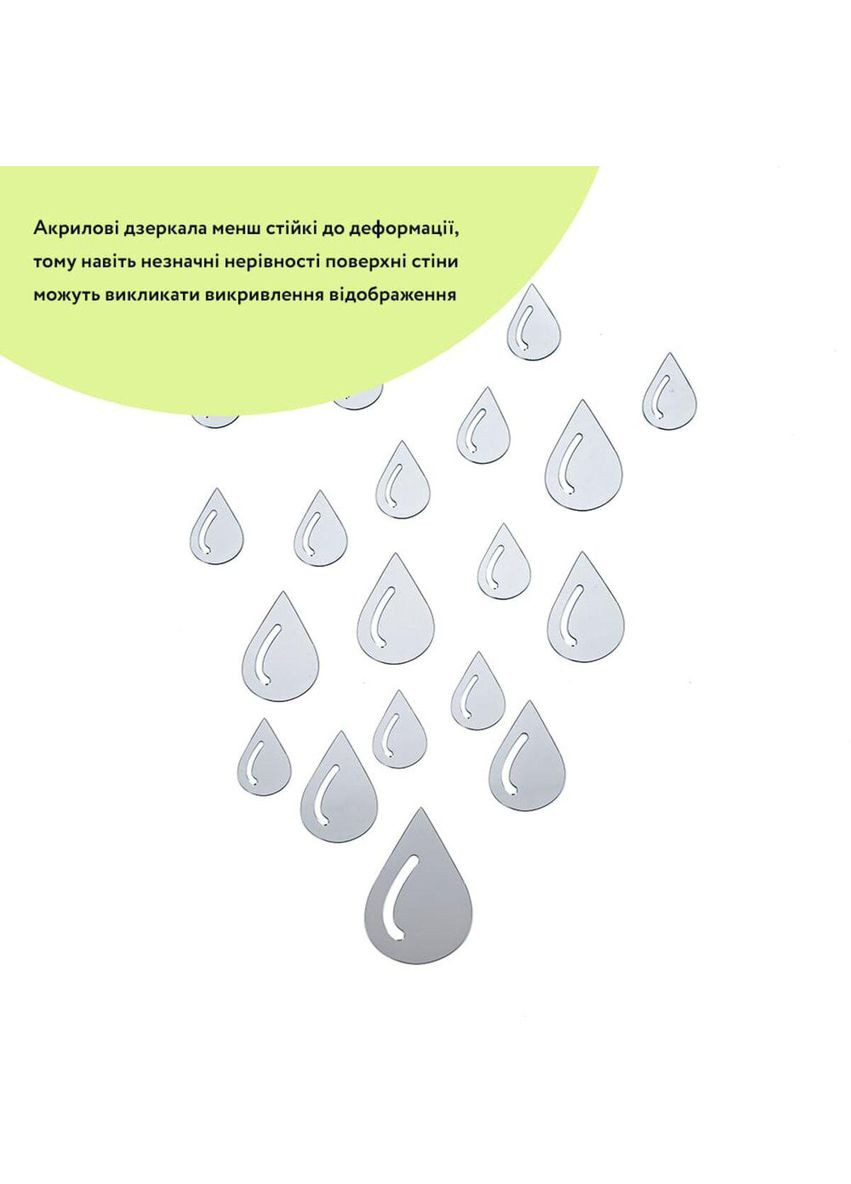 Зеркальный декор акриловый самоклеящийся Капли серебро,20шт (D) SW-00002492 Sticker Wall (365248200)