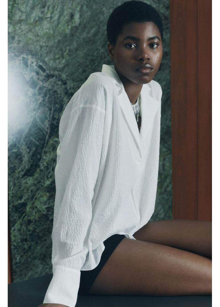 Белая хлопковая блуза 7563/248 Zara