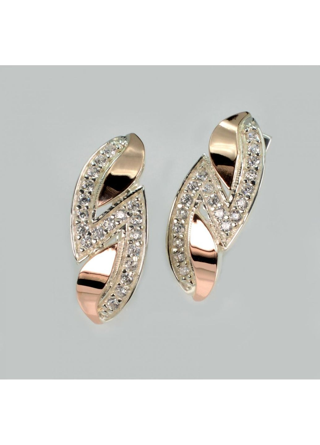 Срібні сережки з пластинами із золота Silver Style (367112474)