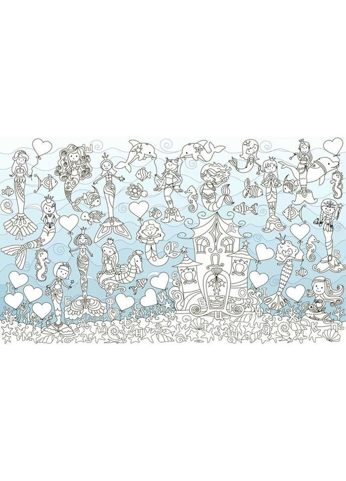 Обои-раскраски Русалки ищут буквы 60*100 C-100026 Kolorit (324104004)