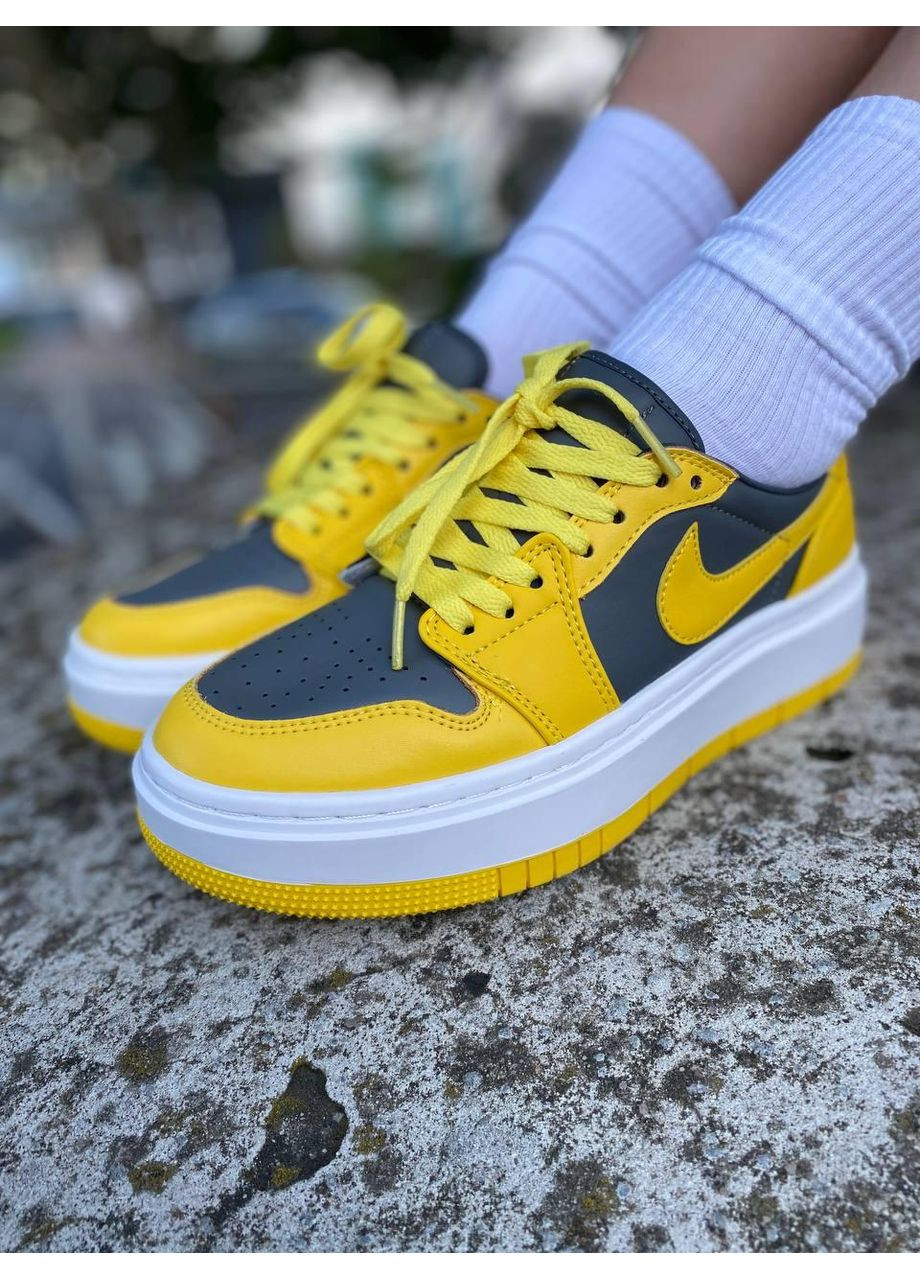 КРОССОВКИ ЖЕНСКИЕ NIKE AIR JORDAN 1 LOW ELEVATE YELLOW GREY DH7004-017 НАЙК АИР ДЖОРДАН No Brand серые демисезоны (368870125)