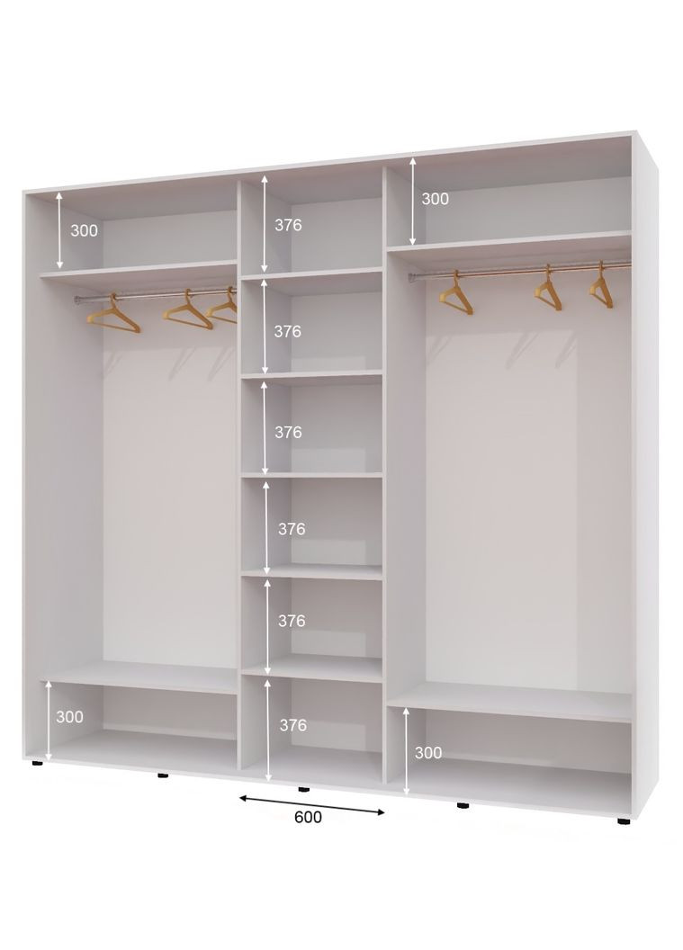 Шафа-купе тридверна 250*60*250 Білий 2 Дзеркала з піскострумним малюнком/Дзеркало ШК-04 Алекса (360453825)