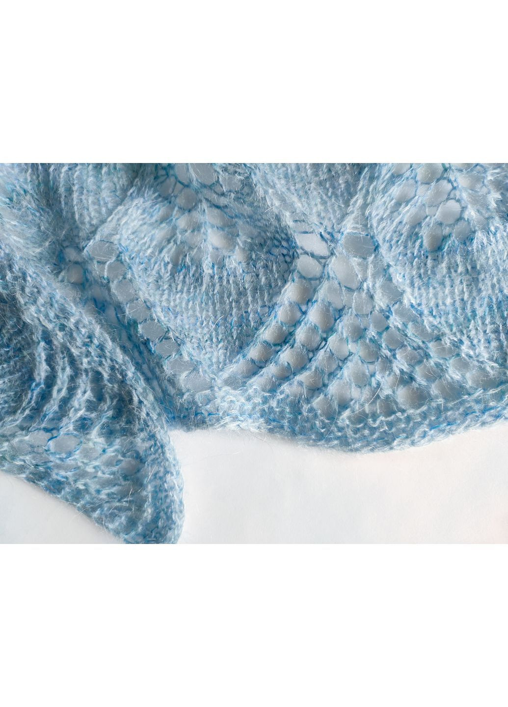 В'язана блакитна шаль ручної роботи з мохеру та мериносу No Brand (367054792)
