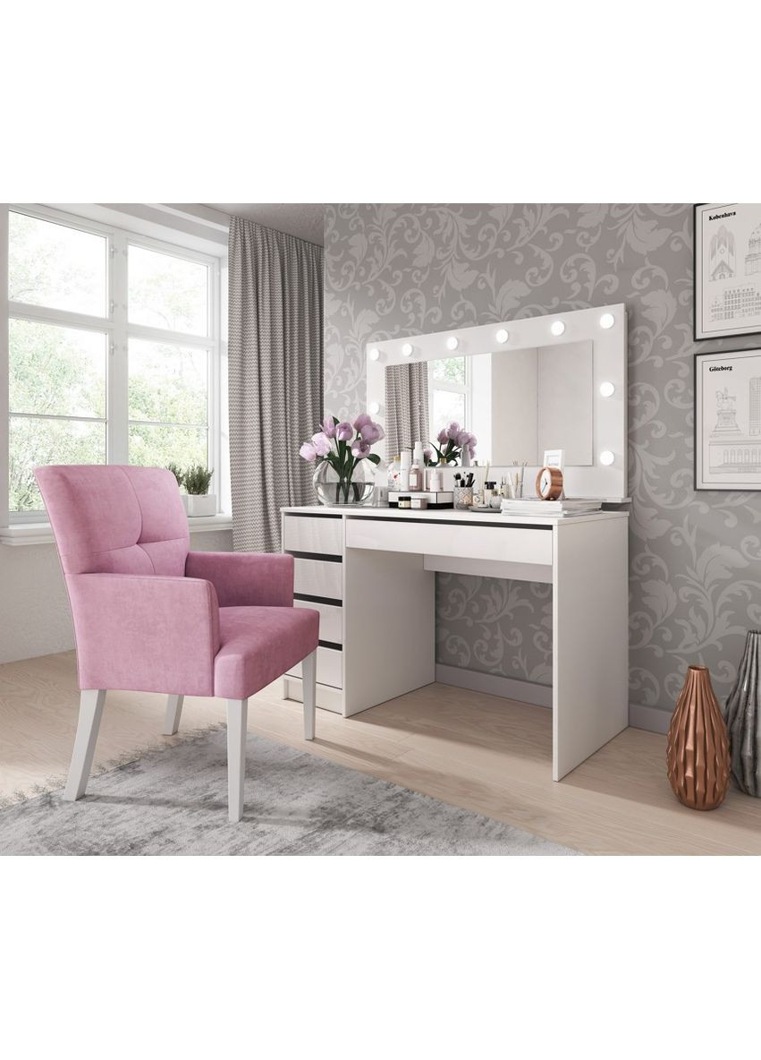 Стіл туалетний письмовий Ада / Ada 5S/120 з 5 шухядами Білий глянець 55х120 см. Perfect Home (372178870)