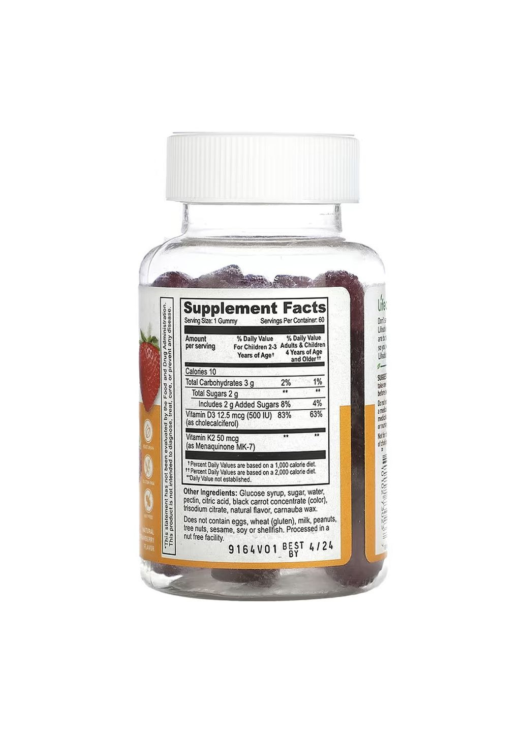 Жувальні вітаміни для дітей Vitamin D3 + K2 60 штук здоров'я кісток вегетаріанські Lifeable (371645651)