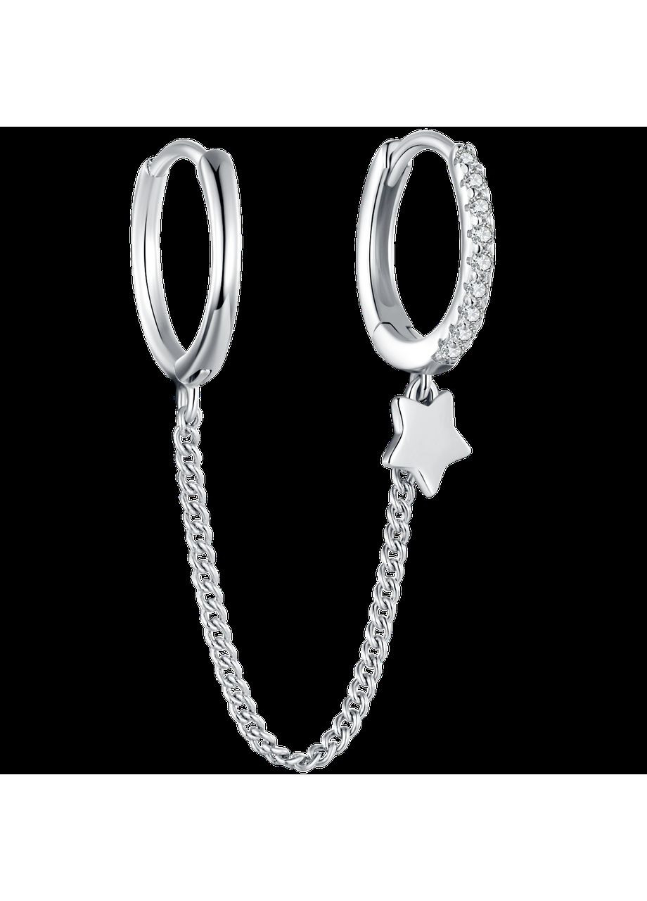 Подвійна срібна сережка з ланцюжком Kabluchka (355348282)