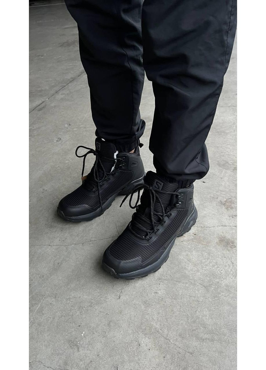 Черные зимние кроссовки мужские salomon hight black fur саломон No Brand