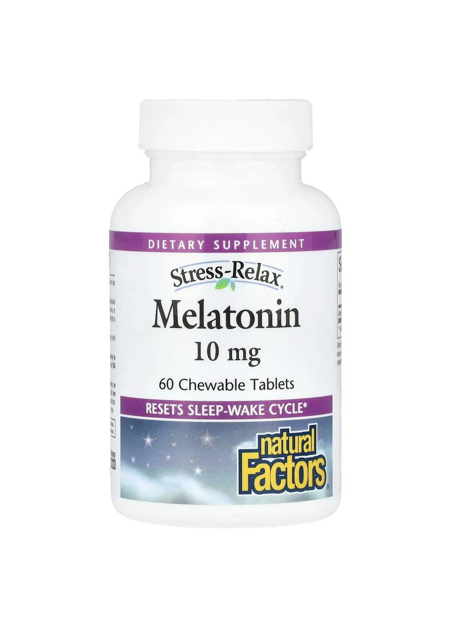 Мелатонин 10 мг Stress Relax Melatonin, 60 жевательных таблеток Natural Factors (361114913)