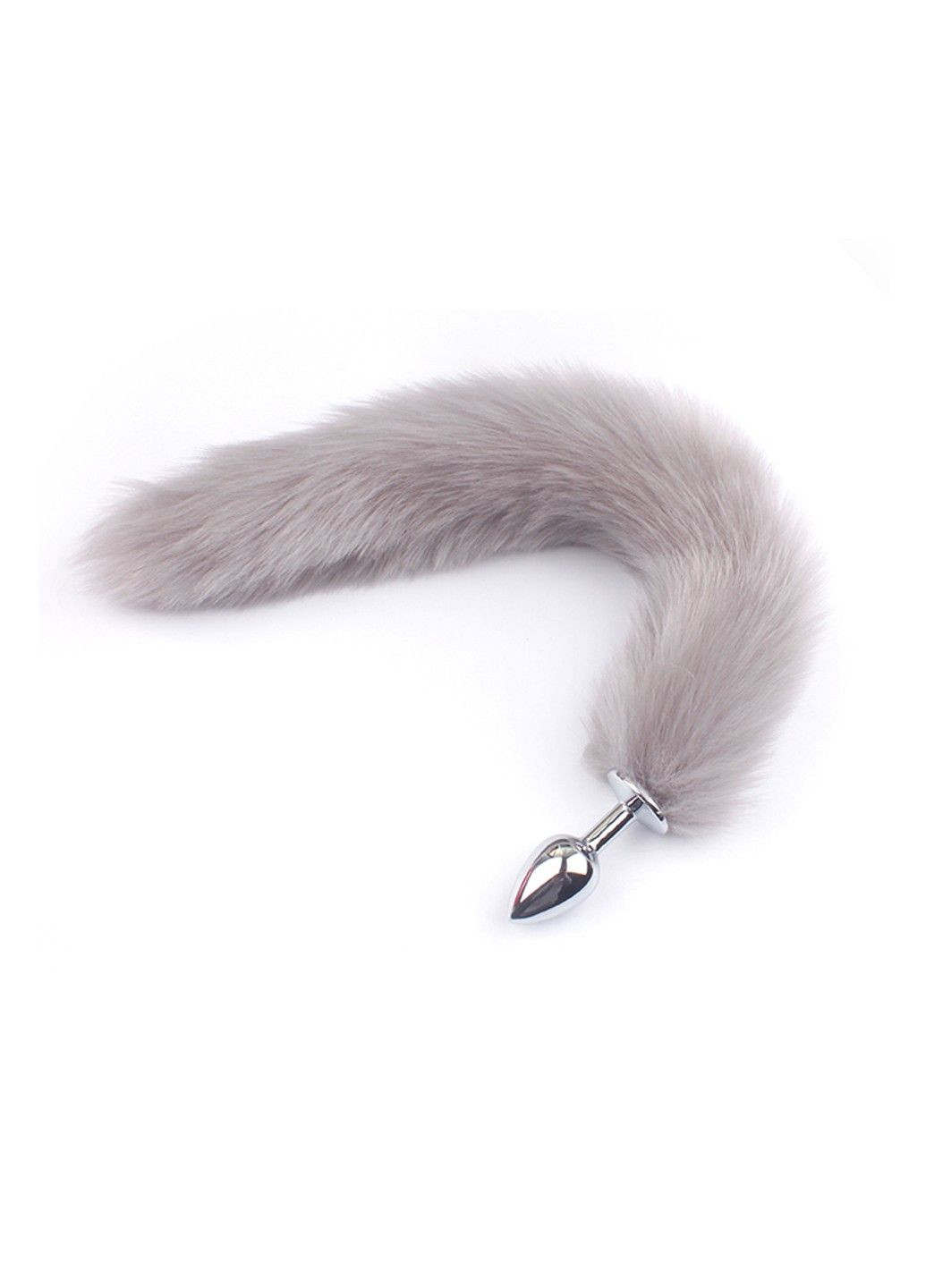 Анальная пробка металлическая с лисьим хвостиком серого цвета (размер S) We Love (284278664)