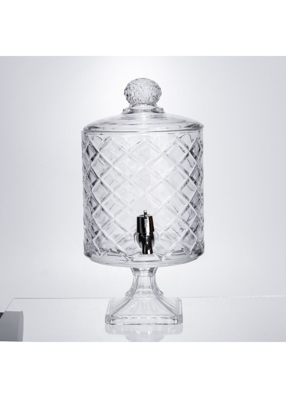 Скляна лимонадниця 4.5 л прозора з краном для напоїв на столі пікніку фуршеті Yiwu (370432739)