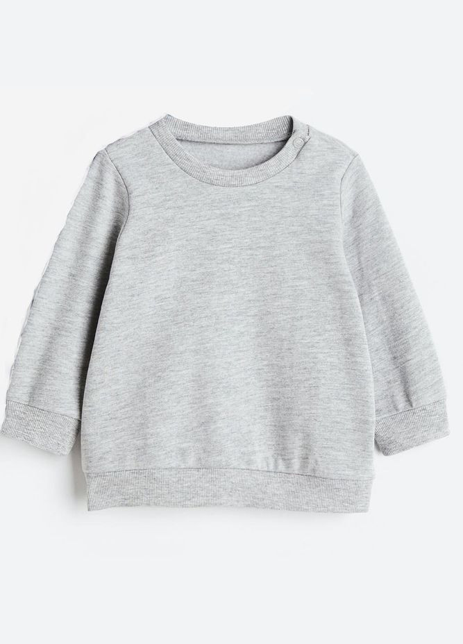 H&M свитшот меланж светло-серый повседневный хлопок
