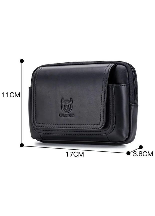 Сумка чохол для телефону на ремінь для документів шкіряна маленька сумочка Чорний 35932 BULL (337671212)