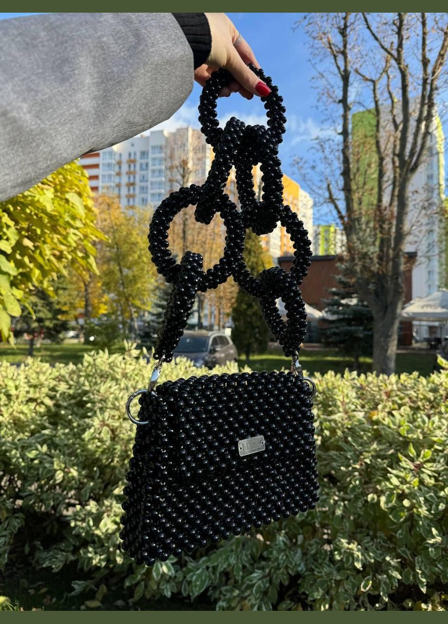 Сумка женская черная из бусин ручная работа 041 Linel (337342841)